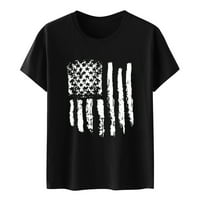Američka košulja za zastavu Ženska patriotska majica 4. srpnja Memorijalni dan Poklon majica Casual American Tee Top American Flag Print Tops Crew Crt Crt Crck Crna L