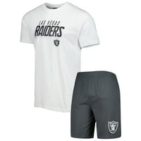 Muški pojmovi Sportski ugljen Bijeli Las Vegas Raiders Downfield Majica i kratke hlače