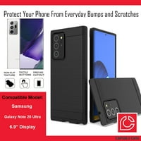 Capsule Case kompatibilan sa Galaxy Note ultra [četkani udarci hibridni tanak fit zaštitni crni poklopac