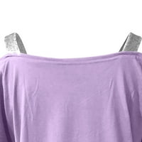 Ženski vrhovi ženski V-izrez s ramena smrznutim majicama s kratkim rukavima kratkim rukavima ljubičasta