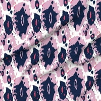 Tkanina od kašike - Splatter spotovi Sažetak Ikat mornarsko ružičasto cvijeće ispisano na minky tkanini