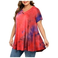 Levmjia Womens Plus size majica vrhova Clearance Ljetne žene Plus veličine vrhova Tie-dye Ispis kratkih