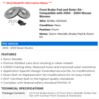 Prednja kočna ploča i rotorski komplet - kompatibilan sa - Nissan Murano