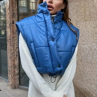 DanceeMangoos Ženska odvojiva odvojiva raširena jakna ovratnik obrezani puffer jakna kaputi sa džepovima