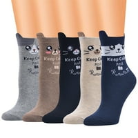 Ležerne prilike za radne čarape životinjski crtani mačji tisak pamučne mješavine Srednje sportske čarape,