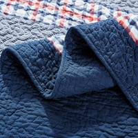 Chezmoi kolekcija Milton 3-komadni plairani karirani patchwork Striped Quilted meko pamuk reverzibilni prekrivač prekrivača