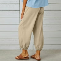 Posteljine hlače za žene Ležerni elastični visoki struk Capris Baggy Croadgwed Duksevi sa širokim nogama