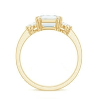 Emerald Cut Solitaire Moissite Angažman prsten sa bočnim kamenjem, 14k žuto zlato, US 5,00