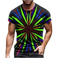 Muški 3D digitalni tisak T-majice Loop Fit Colorful Beam Illusion Grafički kratki rukav Crewneck majica