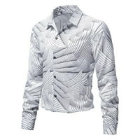Hanas Muška modna casual dugačka dugmeta s dugim rukavima, košulju za ispis TOP bluza bijela xxl
