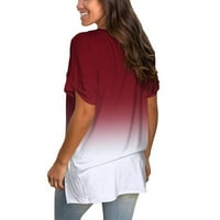 Ženske majice gradijent boje, kratki rukav Ležerne prilike, V izrez labava fit tunika bluza