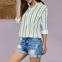 Ženski ljetni bluze casual v vrat pruga kratkih rukava s majicama dolje
