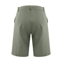 Sksloeg pamučne kratke hlače za muškarce Fit Ležerne kratke hlače hlače elastične struke pamučne posteljine