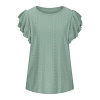GUZOM WOMENS TOPS Clearence- udoban labav vrhovi kratki rukav čvrsti vrat CALESTE casual bluza majica