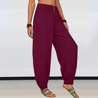 Airpow Clearence Labavi visoko struk jogger hlače moda ženska casual gumba čvrste boje hlače ravno široka