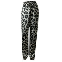 Žene udobne ljetne leopard Print dugih pantalona hlače elastična casual