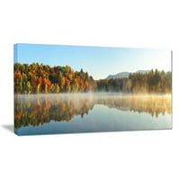Dizajn Art Lake Jesen lišće Magla Panorama Fotografski otisak na omotane platno