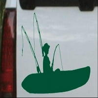 Djevojka Kajak Ribolovni automobil ili kamion prozor naljepnica za laptop naljepnica tamno zelena 6in