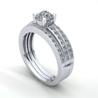 Prirodno 1.5carat Round Cut Diamond Dame Dame Accent Solitaire Angažman prsten Čvrsta 14K ruža, bijela