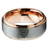 Tungsten fudbalski igrač Band prsten za muškarce Žene Udobnost FIT 18K Rose Gold Step Bevel Edge brušeno polirano