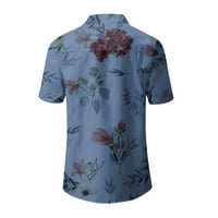 Ženski bluze s kratkim rukavima ženska plus bluza plus veličina cvjetni ljetni henley majice plavi xxl