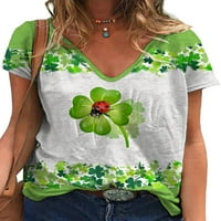 Majica Bomotoo za žene kratki rukav ljetni vrhovi V izrez majica Bohemian Tunic bluza za odmor Green