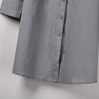 YoHome Women Pamuk i posteljina košulja DressHutton dolje V-izrez dugih rukava sa džepom