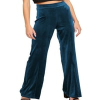 Avamo ženski baršunasti elastični struk hlače visoke struk široke noge palanzo hlače pantalone