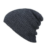 Beret kape za žene Unise hip hop šešir topla zima vuna pletene skijanje lubanje Slouchy Caps Hat Sivi 28 *