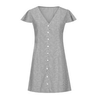 Ernkv klirence Mini labava haljina za žene Dot Print Short rukav V Crt Dress Gumb Elegantna slobodno