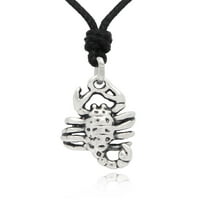 Classic Scorpion srebrni pewter šarm ogrlica Privjesak nakit sa pamučnim kablom