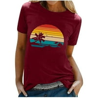 Ženski vrhovi Grafički tees kratki rukav dugačka majica za blubu za plažu Majica Summer Plus Veličina