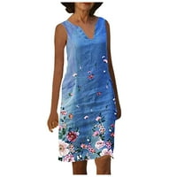 Haljine za žene modne žene posteljina casual plus veličine V-izrez cvjetni print rukavac bez rukava