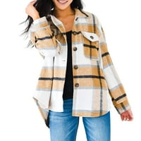 Blotona Žene Juniros Dugme Pletene košulje kapute Outerwear Boja blok dugih rukava jakne od jakne sa
