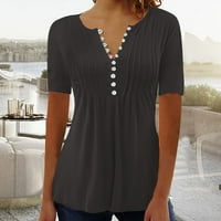 Ljetni vrhovi za ženske majice kratkih rukava s punim bojama Ležerne prilike bez labavog tunika Top