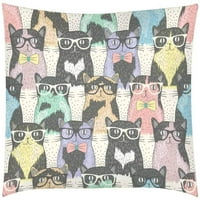 Posteljina set slatkih mačaka naočale dvostruke veličine prekrivača sa jastučem za kućnu posteljinu