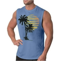 Muški sportski tenkovi Plus Veličina Sunset Palm Tree Ispis rukava bez rukava Bluza Ležerne prilike