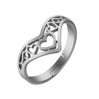 Izdubljeni zvjezdani srčani prstenovi za žene muškarci Splice Otvoreni parovi Prstenje Nakit Pokloni