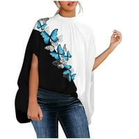 Tking Fashion Womes Lable poluoktni vrhovi Ljetni ručni izrez Dolman rukave Flowy Bluze bijeli 2xl