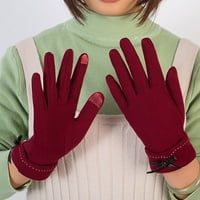 ANVAZISE SNOW rukavice Poklopac punog prsta Topla toplotna luk-čvor Dekor zaslon Touch Fingertip Ženske rukavice za kućnu ružičastu