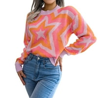 Džemper za žene s dugim rukavima CACT zvezda štampano kabel pletene ležerne povremene prevelike pulover