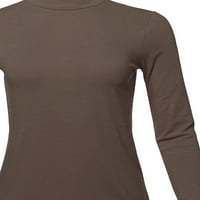A2Y ženske osnovne čvrste pamučne pamučne dugih rukava rugane izreze Top majice Brown 1xl