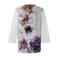 Apepal ženske majice s rukavima V izrez Henley radne vrhove čipke patchwork bluze tamno ljubičasti l