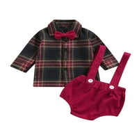Fanvereka novorođenčad božićne odjeće za bebe dječaci jednokrasna rever s dugim rukavima sa lukom +