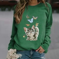 -neck ženske pulover Jumper Butterfly mačka majice dugih rukava