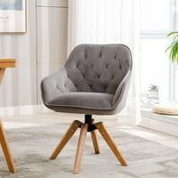 Stolica bez naslona za ruke, uredska rotirajuća stolica, punog drveta tapecirana, za kućnu kancelariju, sivu