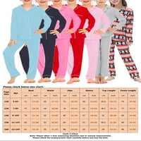 Bomotoo Kid Girl Pajamas set Solid Color Loungewear Dugme-down Noćna odjeća Labavi lounge odijela Početna Pidžama setovi ispisani jeleni