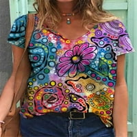 Ženska seksi V izrez cvjetni ispis kratkih rukava povremena bluza