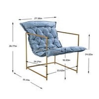 Sjaj baršunastog akcent stolica, moderna lounge fotelja sa otvorenim metalnim okvirom, tapacirana jednokratna