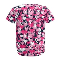 Ženske vrhove Crew vrat Ženska bluza Radna odjeća Grafički printov Thirts Kratki rukav Moda Hot Pink